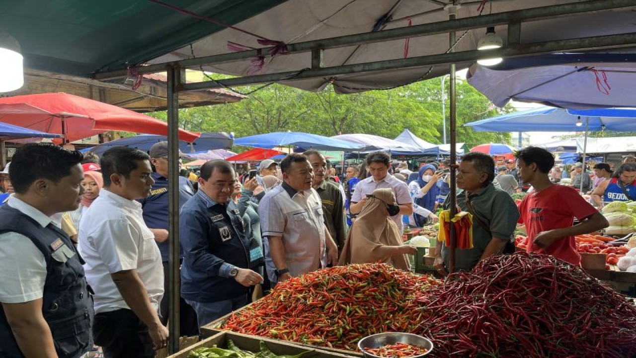 Tim Satgas Kepri saat melakukan meninjauan harga di Pasar Induk Toss 3000 (ANTARA/Jessica)