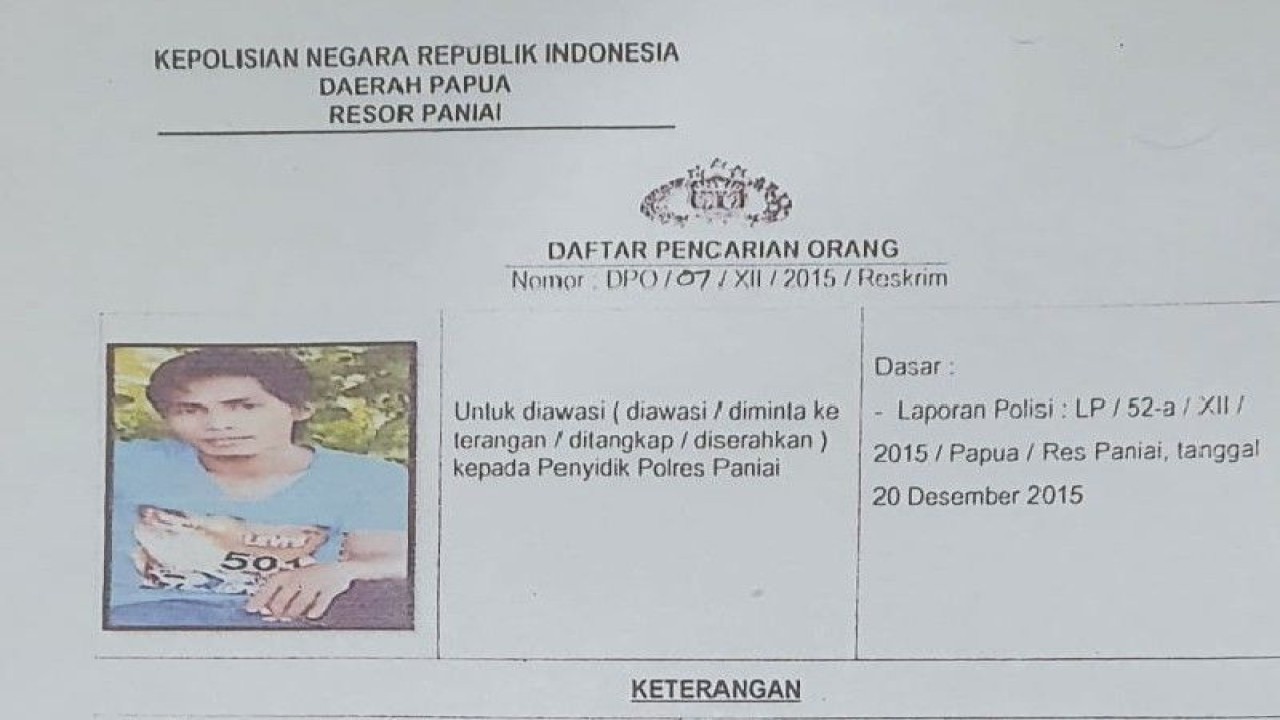 Ramadan alias Umar yang sempat buron sejak 2015 tewas tertembak saat hendak ditangkap di Bayabiru, Kabupaten Paniai. ANTARA/HO-Humas Polda Papua