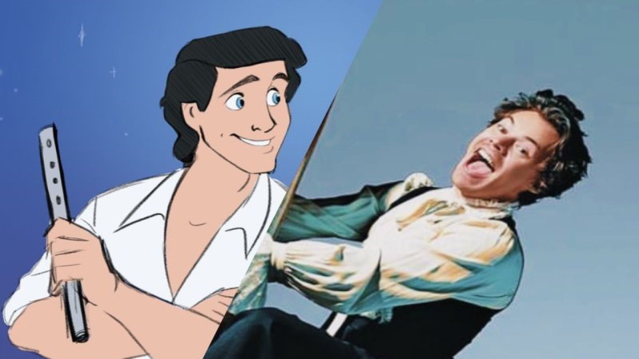 Pangeran Eric dalam film kartun "The Little Mermaid" (kiri) dan Penyanyi Harry Styles (kanan). (ANTARA/Instagram/Disney/Harry Styles)