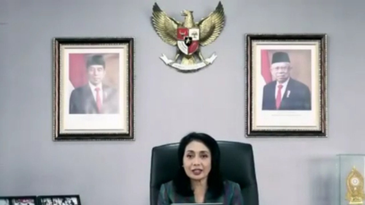 Menteri Pemberdayaan Perempuan dan Perlindungan Anak Bintang Puspayoga hadir secara virtual dalam acara bertajuk "Berbagi Praktik Baik untuk Melindungi Anak, Keluarga, dan Masyarakat Rentan Melalui Partisipasi Anak yang Bermakna Menuju Indonesia yang Inklusif", di Jakarta, Rabu (12/4/2023). ANTARA/ Anita Permata Dewi
