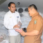 Bupati Bungo Mashuri meninjau ketersediaan stok daging beku di Bulog Bungo, Selasa (18/4/2023). (ANTARA/HO-Diskominfo Bungo)-1681802483