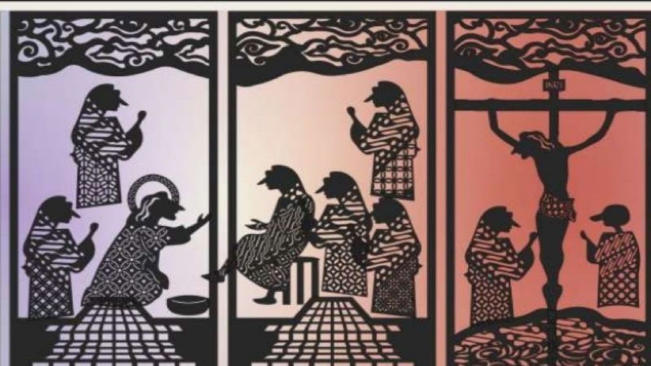 Pola batik Pesisir Jawa pada kegiatan Paskah 2023 di Gereja Katedral, Jakarta, Jumat (7/4/2023). (ANTARA/HO-Panitia Paskah Katedral)