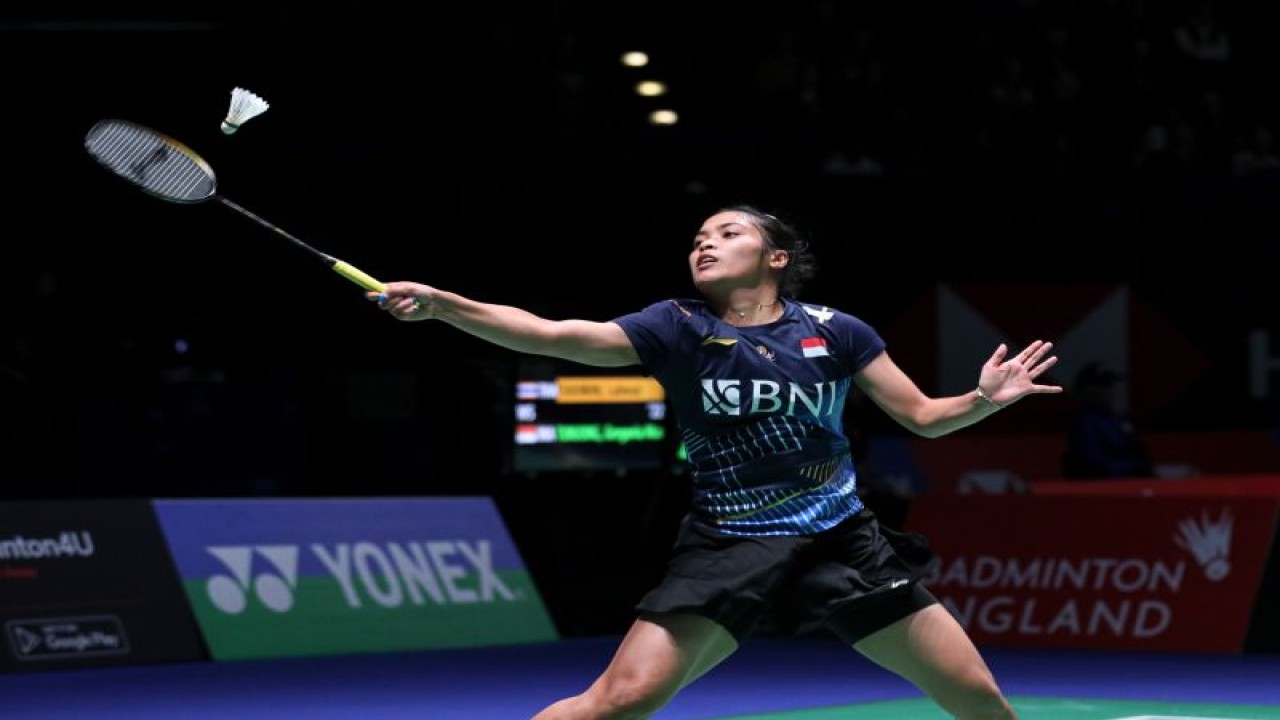 Arsip - Gregoria Mariska Tunjung memenangi babak 16 besar All England 2023 setelah mengalahkan Lalinrat Chaiwan (Thailand) pada pertandingan yang berlangsung di Birmingham, Inggris, Kamis. (ANTARA/HO-PP PBSI)