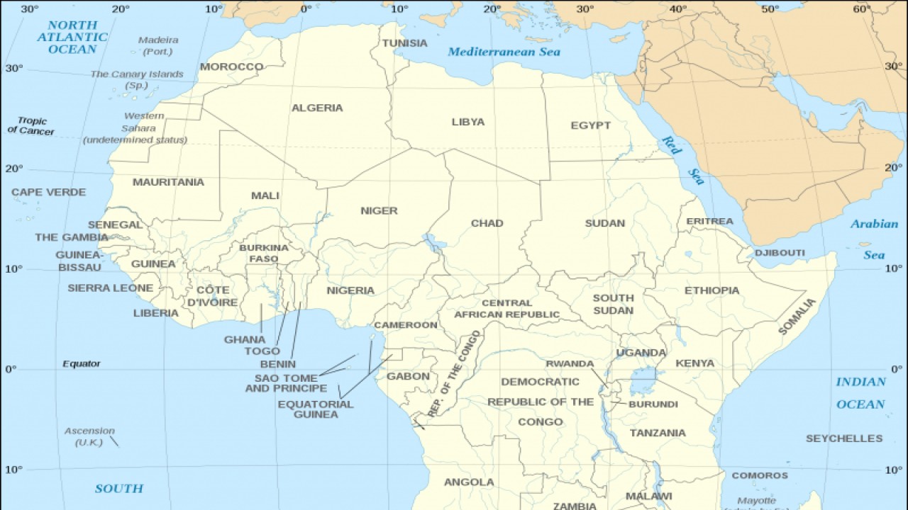 Ilustrasi peta benua Afrika. (en.wikipedia.org)