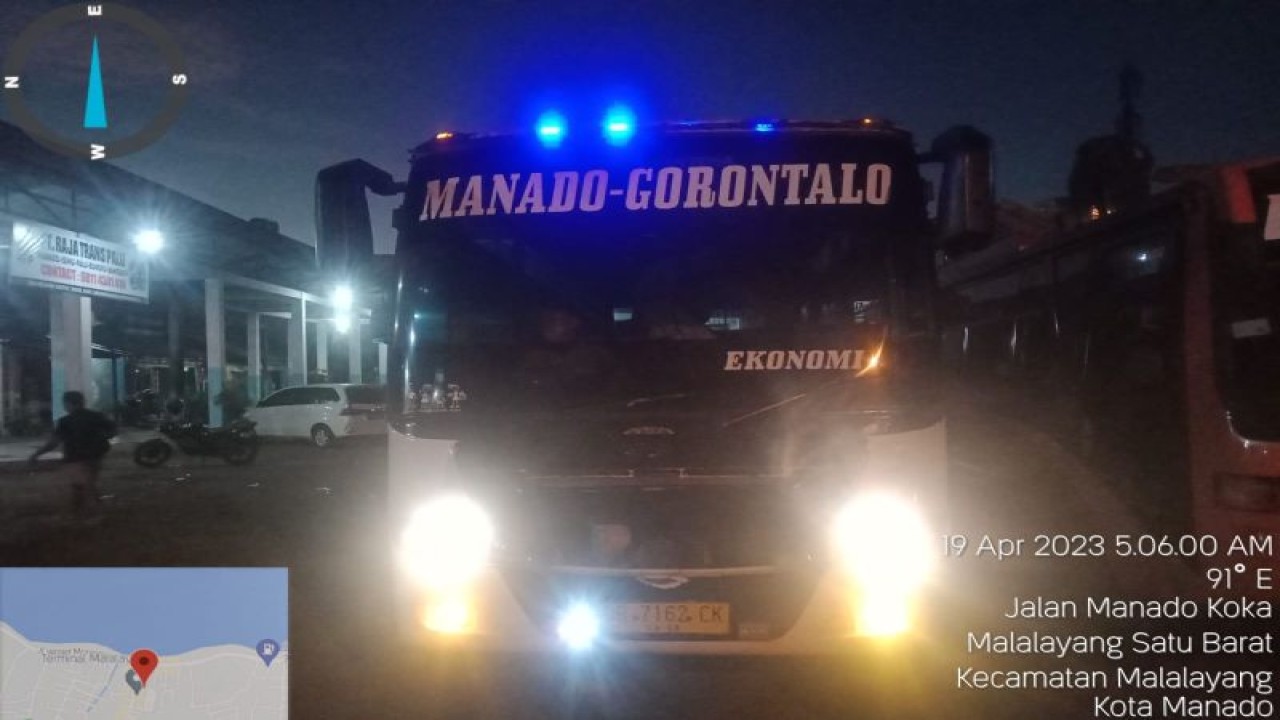 Bus Manado-Gorontalo bawa penumpang mudik dari Terminal Malalayang Manado. ANTARA/HO-Satpel Terminal (1)