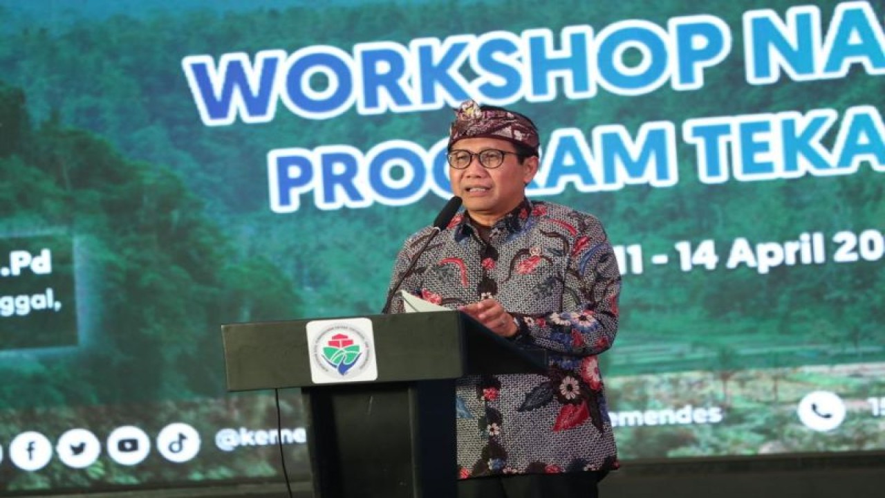 Menteri Desa, Pembangunan Daerah Tertinggal, dan Transmigrasi Abdul Halim Iskandar dalam Workshop Nasional Program TEKAD 2023 di Trans Resort Bali, Rabu (12/04/2023). (ANTARA/HO-KemendesPDTT)