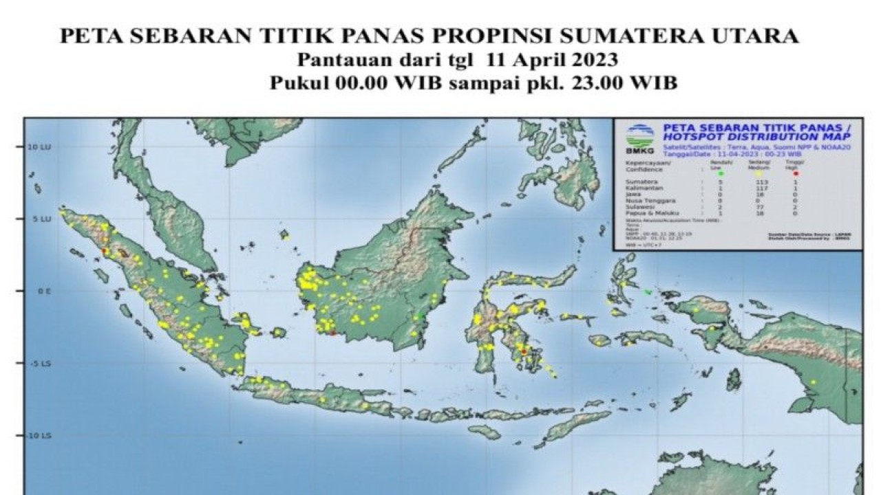 Peta titik panas yang terpantau Rabu (ANTARA/HO)