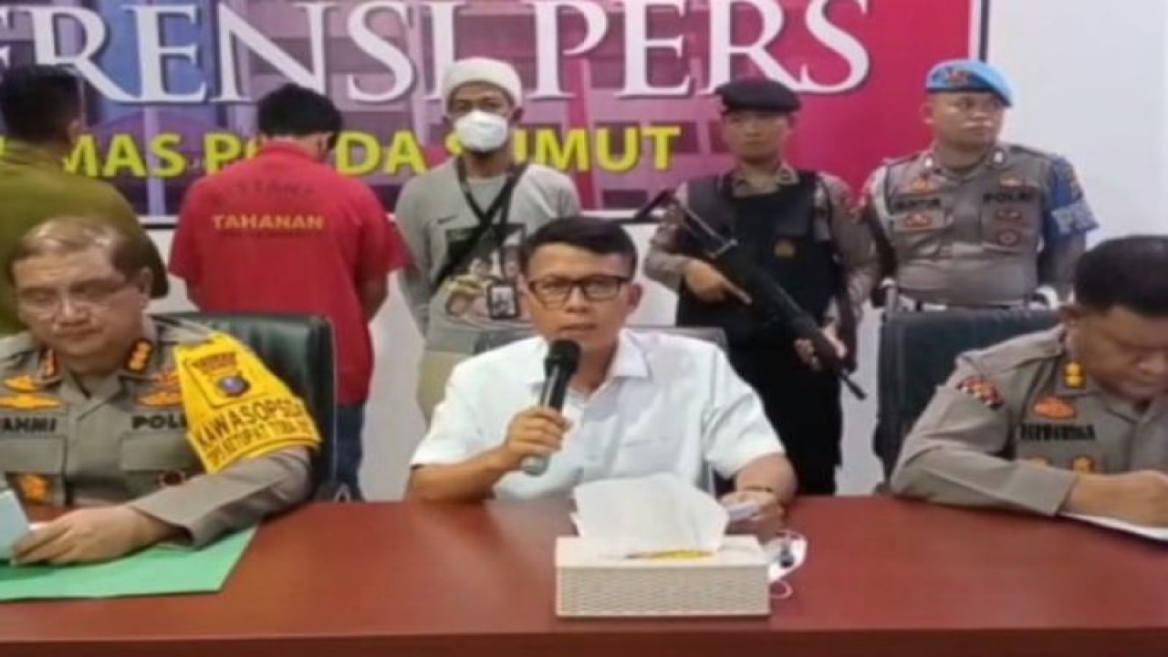 Tangkapan layar saat press conference atas perkara penganiayaan yang dilakukan oleh AH. (ANTARA/HO)