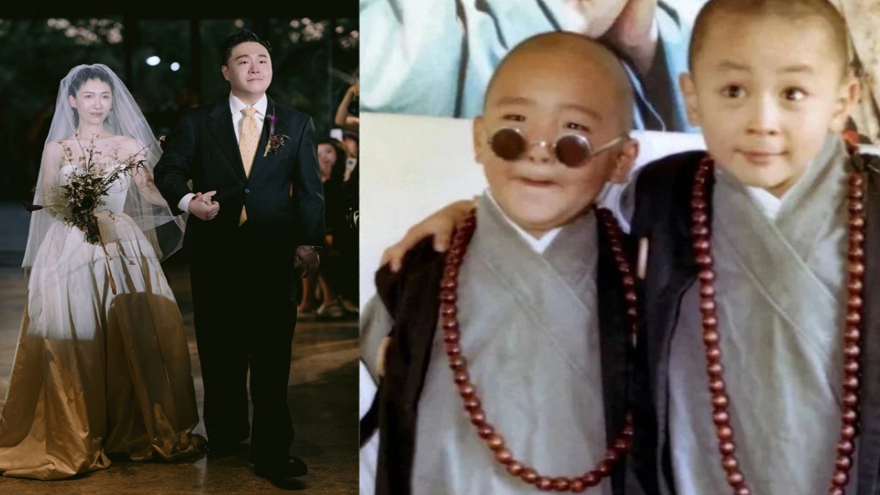 Kolase foto Steven Hao saat resepsi pernikahan dan foto ketika bermain di film Boboho. (net)