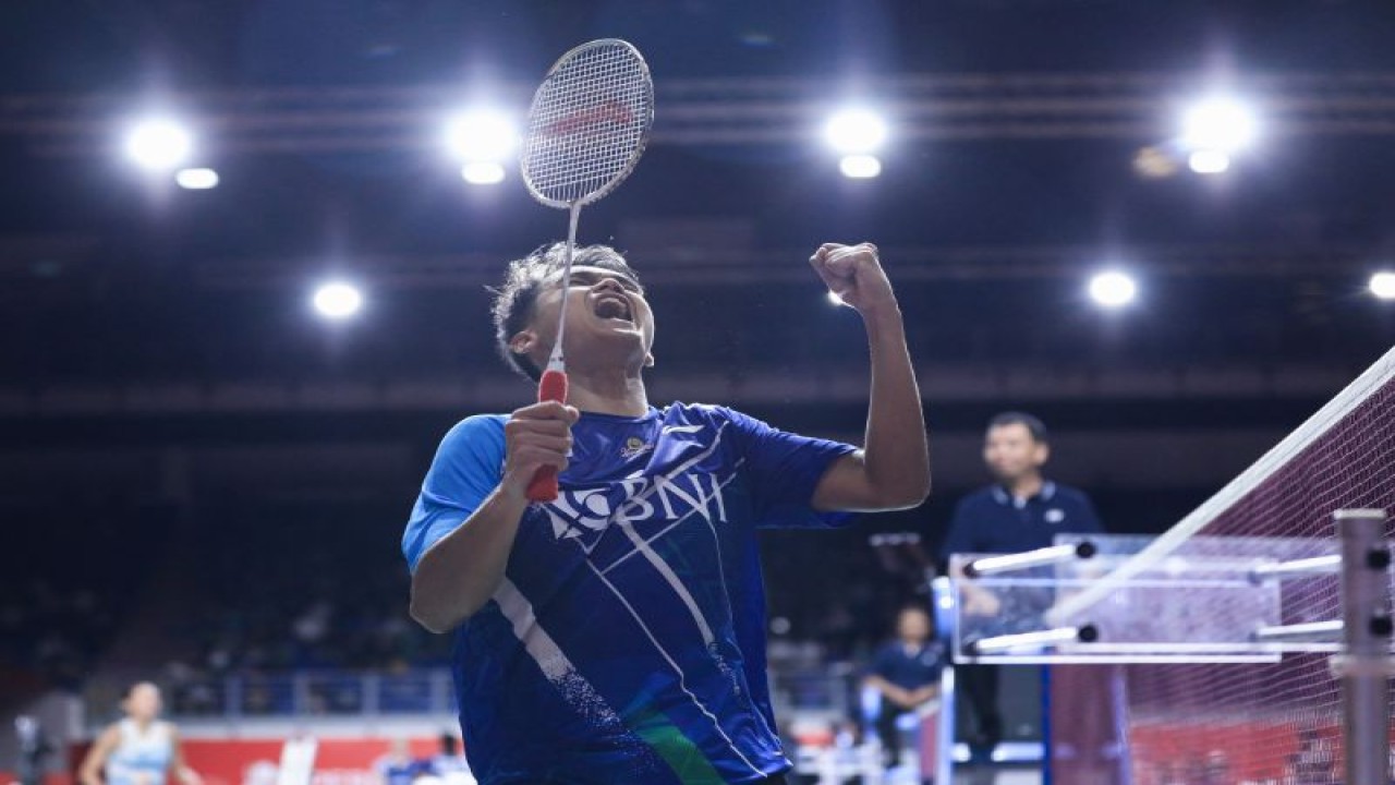 Pebulu tangkis tunggal putra Christian Adinata untuk pertama kalinya lolos ke babak perempat final turnamen dengan kategori BWF Super 500 dalam ajang Malaysia Masters 2023 di Kuala Lumpur, Kamis. (ANTARA/HO-PP PBSI)