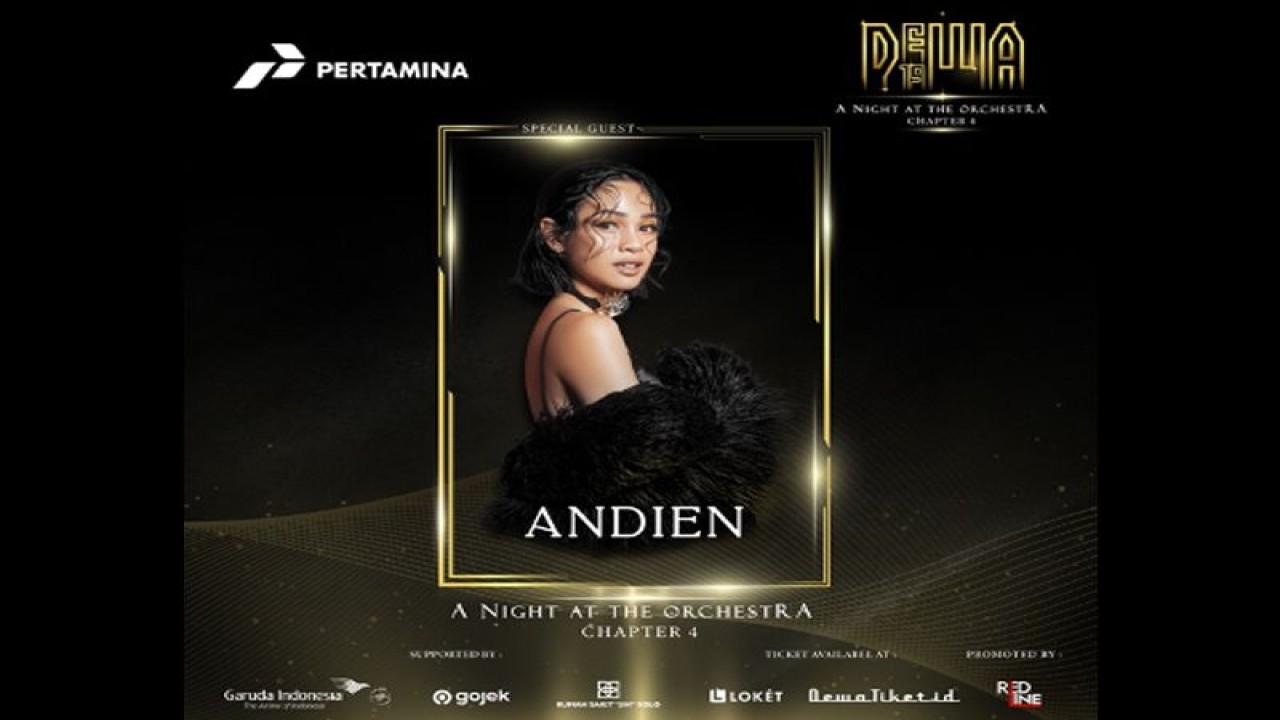 Solois Andien Aisyah menjadi penampil spesial dalam pertunjukan DEWA 19 - A Night At The Orchestra Chapter 4 di Edutorium UMS Solo, Sabtu (27/5). (ANTARA/HO)