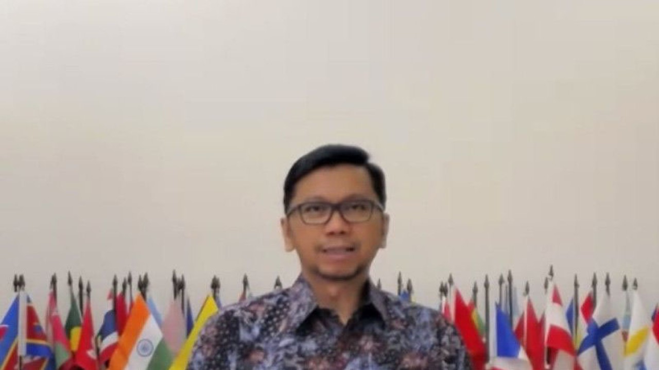 Dirjen Perundingan Perdagangan Internasional Kementerian Perdagangan (Kemendag) Djatmiko Bris Witjaksono dalam jumpa pers secara daring di Jakarta, Senin (22/5/2023). (ANTARA/Maria Cicilia Galuh)