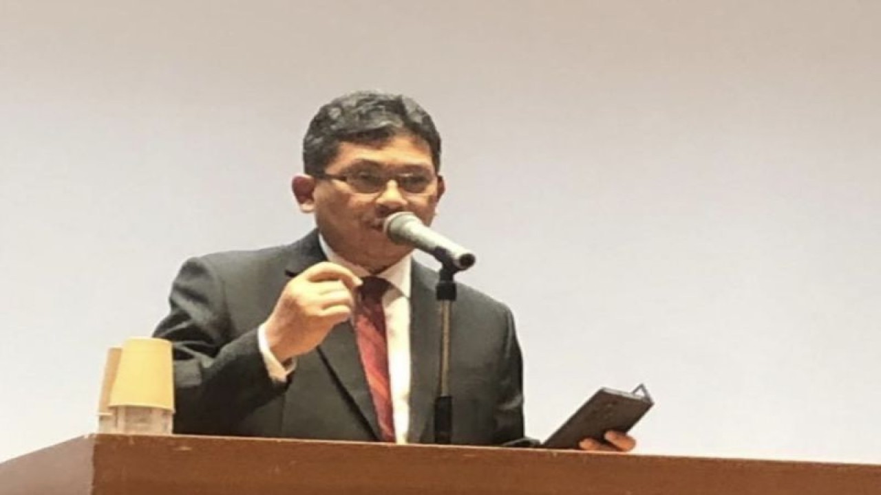Direktur Utama BPJS Kesehatan Ghufron Mukti dalam acara Simposium Internasional: Advancing the Global Health Agenda - From Nagasaki to The World di Jakarta, Selasa (16/5/2023). (ANTARA/HO-BPJSKesehatan)