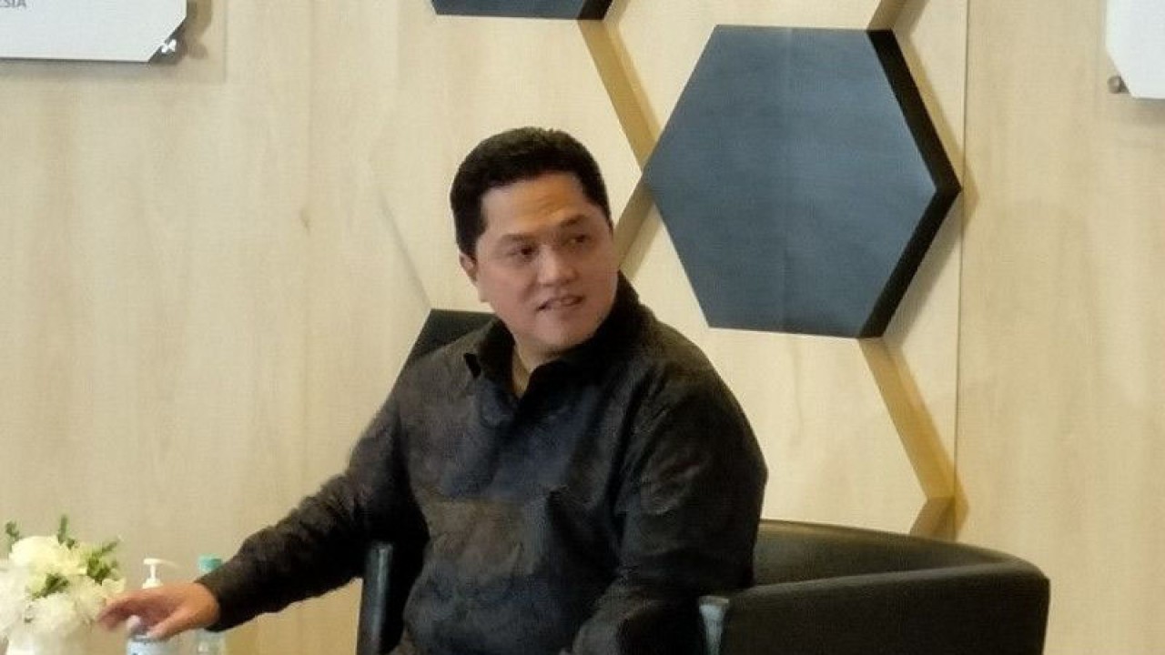 Menteri BUMN Erick Thohir dalam Ramah Tamah Bersama Media di Jakarta, Rabu (3/5/2023). ANTARA/Aji Cakti