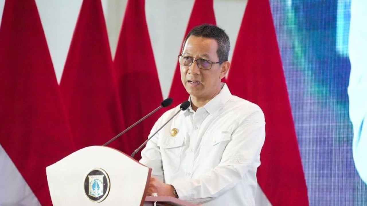 Pj Gubernur Heru Budi Hartono saat memberikan sambutan di Jakarta, Kamis (17/5/2023). ANTARA/ Tangkapan Layar Sosial Media Heru Budi Hartono