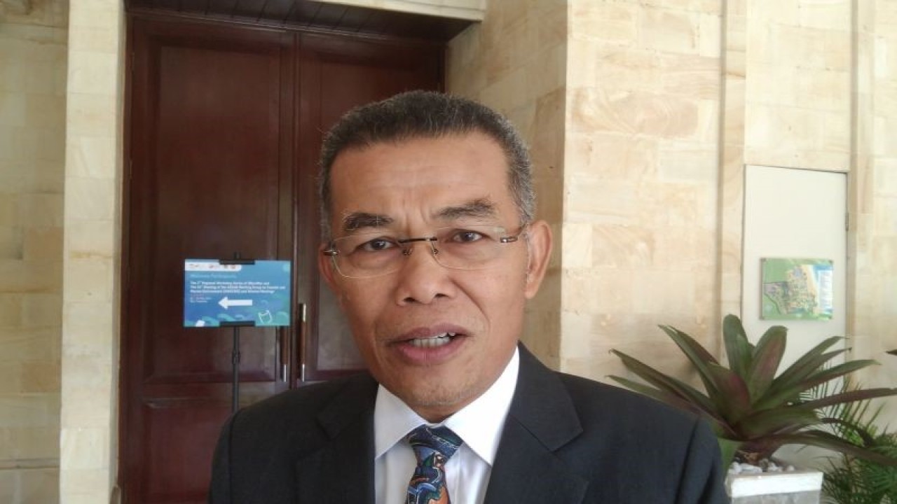 Direktur Pengendalian Pencemaran dan Kerusakan Pesisir dan Laut, Kementerian Lingkungan Hidup dan Kehutanan (KLHK) Dasrul Chaniago diwawancarai wartawan pada lokakarya regional ASEAN mencegah polusi sampah plastik di Sanur, Denpasar, Bali, Senin (22/5/2023) ANTARA/Dewa Ketut Sudiarta Wiguna