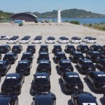 Jajaran mobil listrik yang akan digunakan untuk operasional selama gelaran KTT ASEAN 2023 di Labuan Bajo, NTT. ANTARA/HO-Pelindo.-1683099689