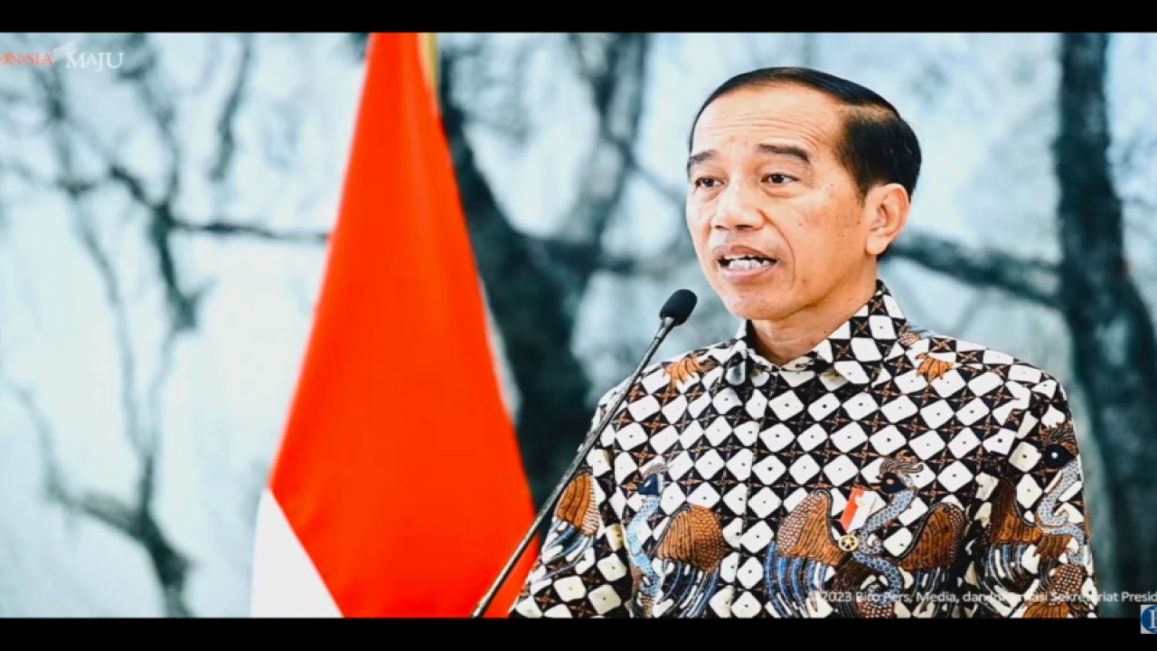 Tangkapan virtual Presiden Joko Widodo dalam pembukaan Festival Ekonomi Keuangan Digital (Fekdi) secara virtual di Jakarta, Senin (8/5/2023). ANTARA/M. Baqir Idrus Alatas