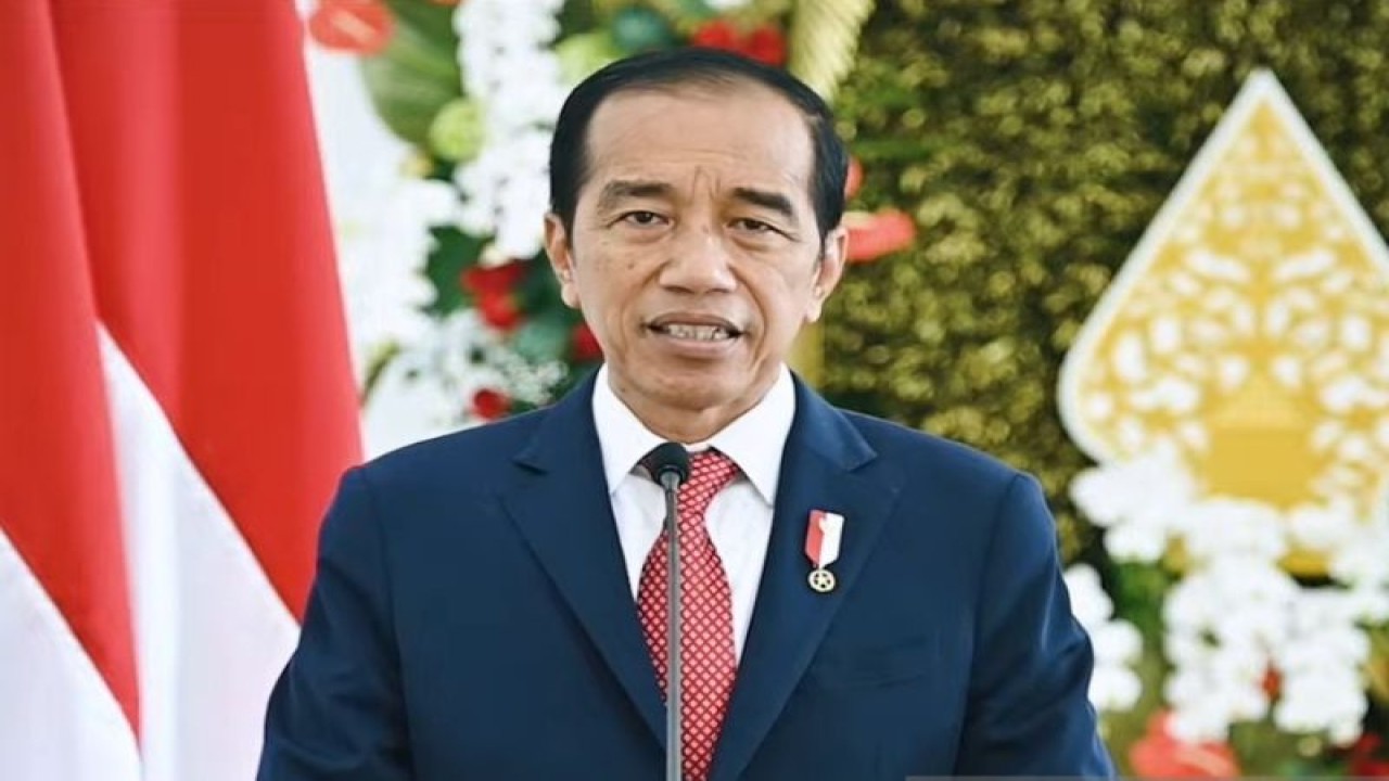Tangkapan layar - Presiden Jokowi menyampaikan sambutan dalam Sidang Pleno Khusus Laporan Tahunan MK secara virtual di Jakarta, Rabu (24/5/2023). (ANTARA/Fath Putra Mulya)