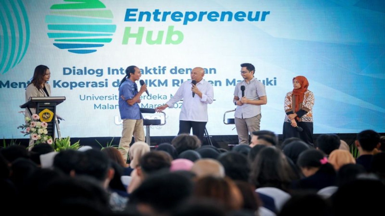 Menteri Koperasi dan Usaha Kecil Menengah (UKM) Teten Masduki saat memberi sambutan pada Enterpreneur Hub. ANTARA/HO-Kemenkop UKM