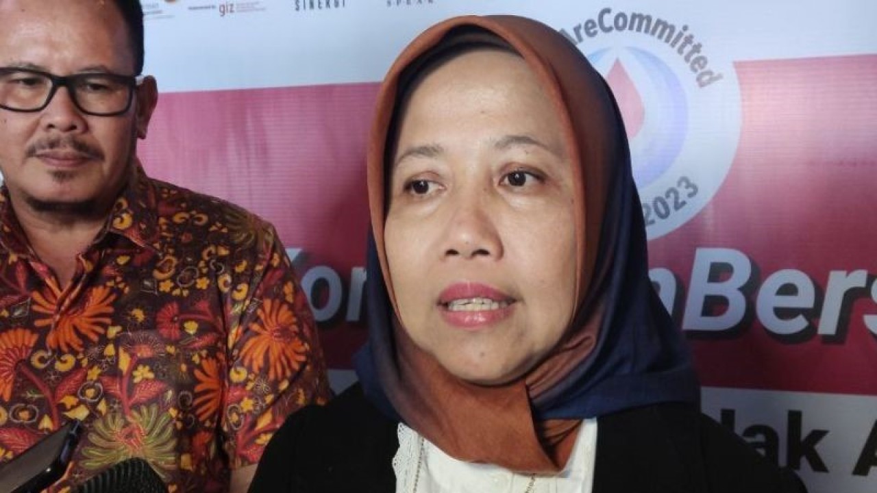 Plt Deputi Bidang Pemenuhan Hak Anak KemenPPPA Rini Handayani dalam acara bertajuk #WeAreCommited to "Reproductive Health for every Child", di Jakarta, Senin (29/5/2023). (FOTO ANTARA/ Anita Permata Dewi)