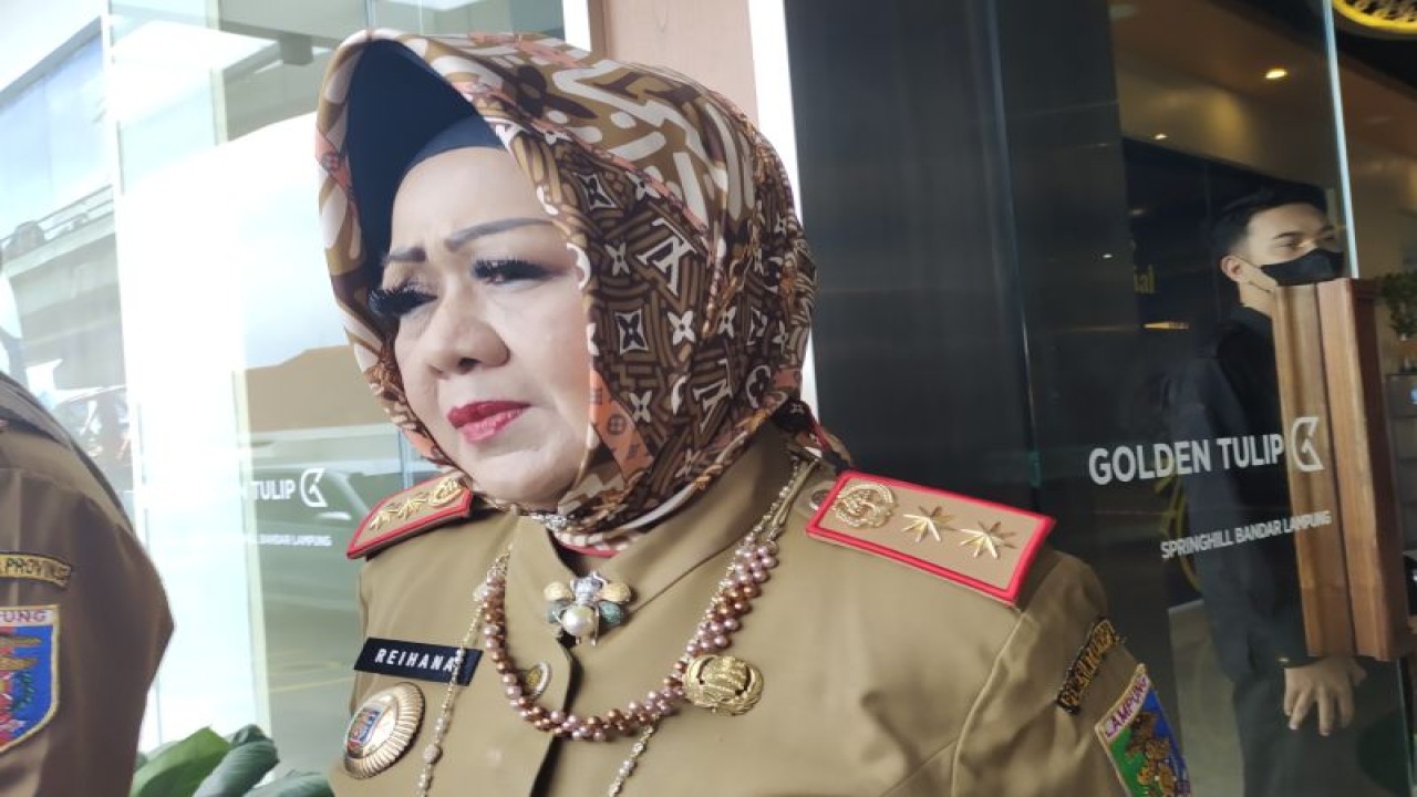 Kepala Dinas Kesehatan Provinsi Lampung Reihana saat memberi keterangan. (ANTARA/Ruth Intan Sozometa Kanafi)