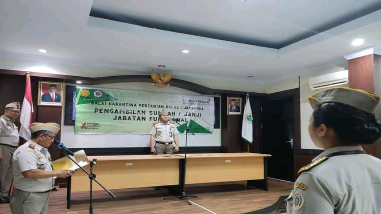 Pengambilan sumpah jabatan fungsional Karantina Pertanian Jayapura, Papua. ANTARA/HO-Humas Karantina Pertanian Jayapura