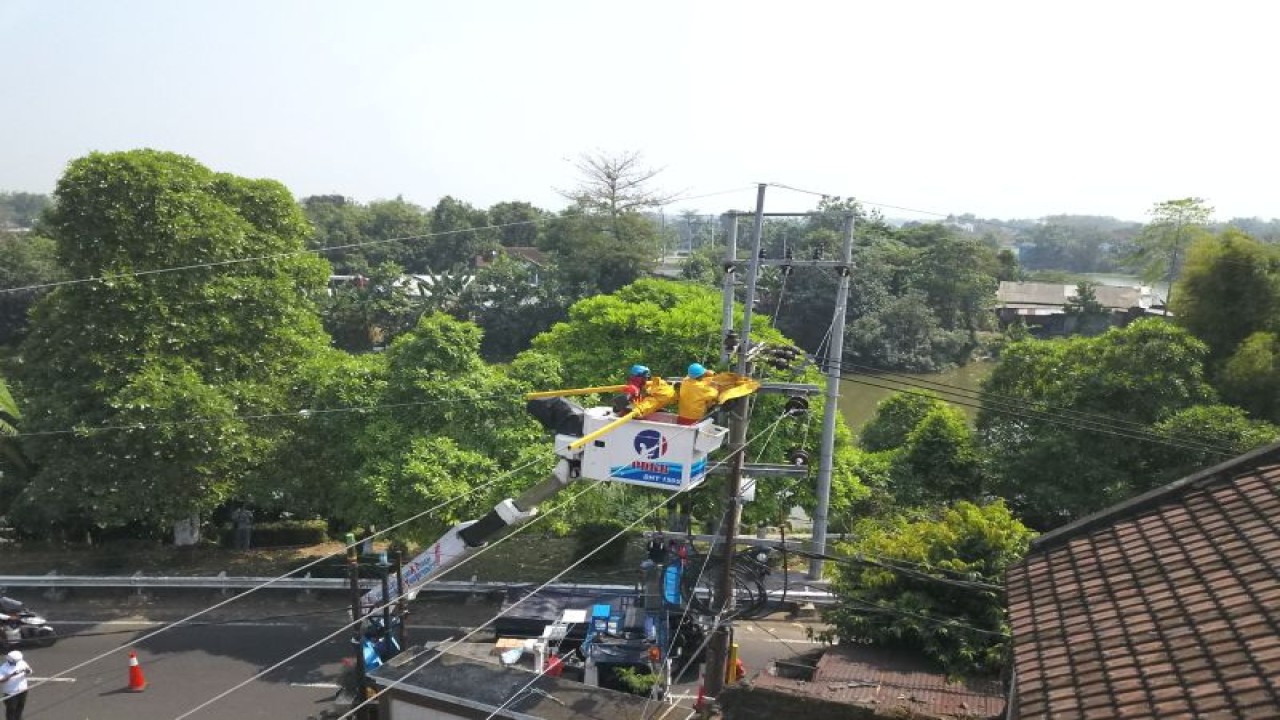 Petugas PLN saat melakukan Pekerjaan Dalam Keadaan Bertegangan (PDKB) Tegangan Menengah (TM). (ANTARA/HO-Humas PLN)