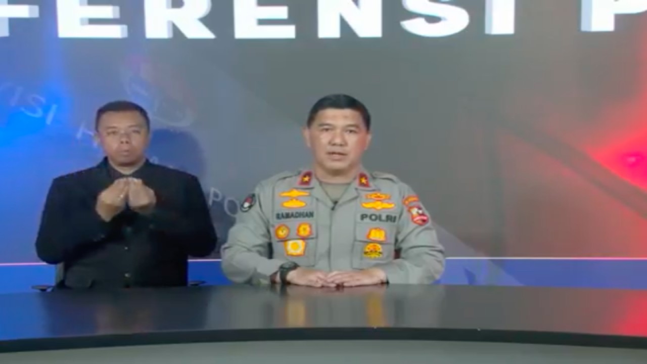 tangkapan layar- Kepala Biro Penerangan Masyarakat (Karopenmas) Divisi Humas Polri Brigjen Pol. Ahmad Ramadhan menyampaikan keterangan pers situasi kamtibmas pada Senin (22/5/2023). (ANTARA/Laily Rahmawaty)