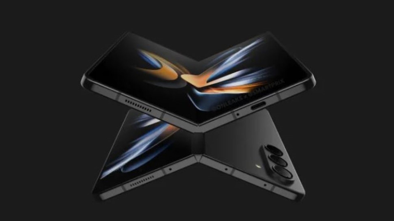 Gambar render Samsung Galaxy Z Fold 5 bocor. (Gizmochina)