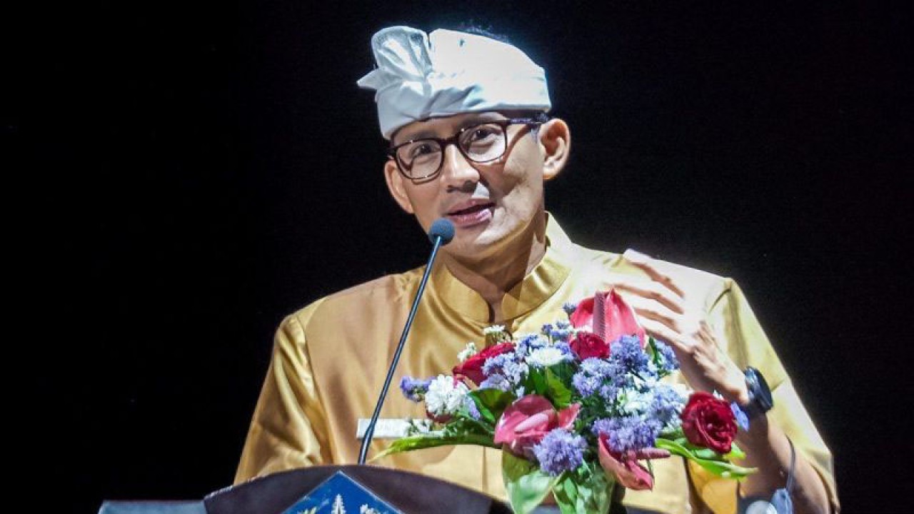 Menteri Pariwisata dan Ekonomi Kreatif (Menparekraf) Sandiaga Salahuddin Uno dalam acara 'Indonesia Time To Speak Up (ITTSU) 2023 yang digelar di Bali, Selasa (16/5/2023). ANTARA/ (HO Kemenparekraf)