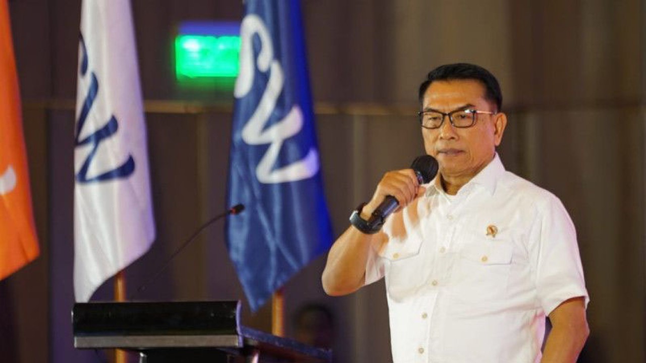 Kepala Staf Kepresidenan Moeldoko saat menjadi pembicara pada forum SW International Partner Conference 2023 di Jakarta, Rabu (24/5/2023). ANTARA/HO-Kantor Staf Presiden.
