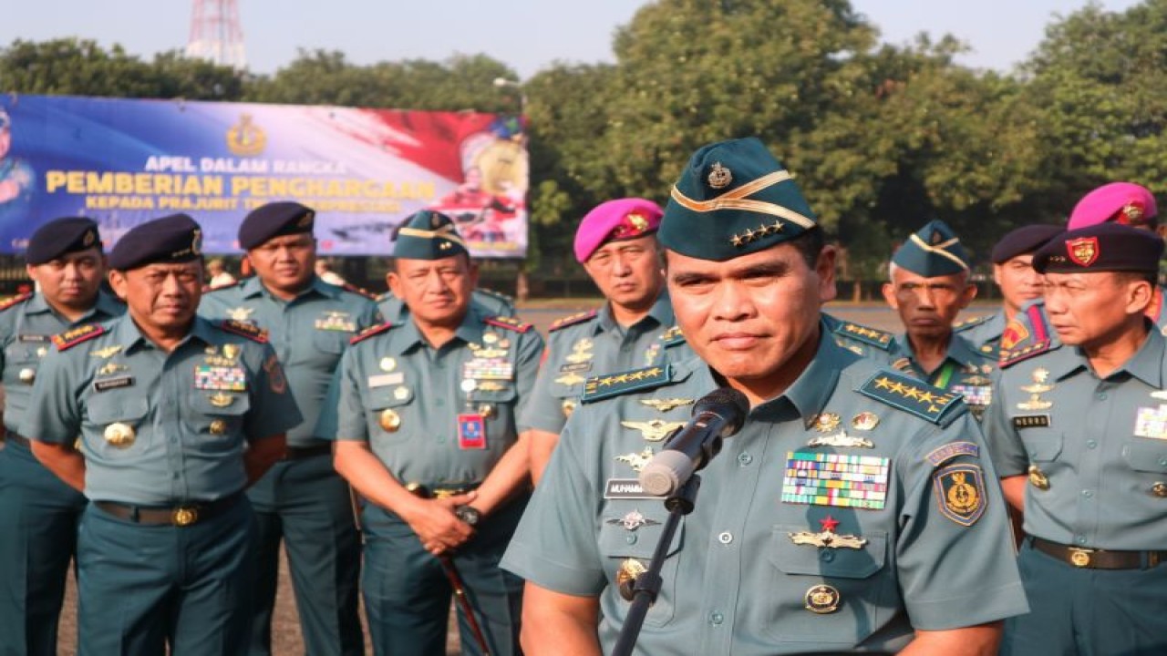 Kepala Staf Angkatan Laut (Kasal) Laksamana TNI Muhammad Ali di Detasemen Markas Mabesal, Cilangkap, Jakarta Timur, Rabu (31/5/2023). ANTARA/Fath Putra Mulya