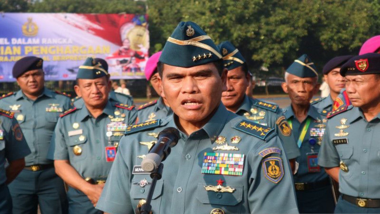 Kepala Staf Angkatan Laut (Kasal) Laksamana TNI Muhammad Ali di Detasemen Markas (Denma) Mabesal, Cilangkap, Jakarta Timur, Rabu (31/5/2023). ANTARA/Fath Putra Mulya
