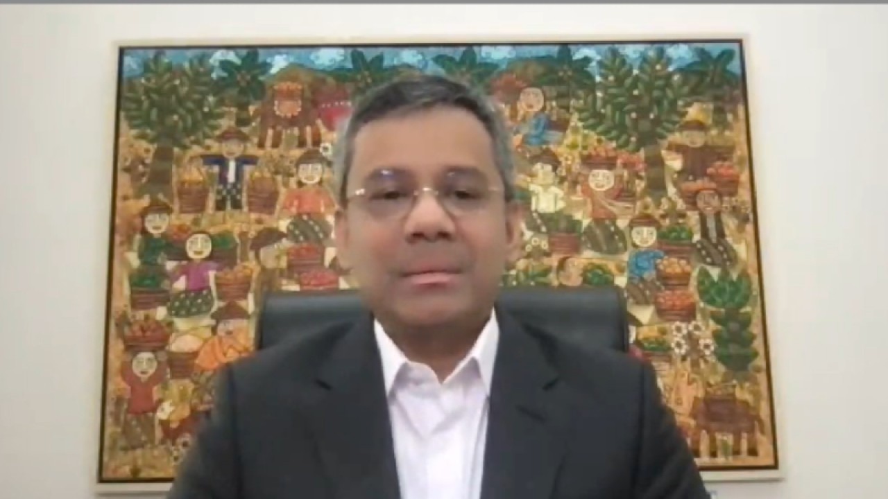 Wakil Menteri Keuangan (Wamenkeu) Suahasil Nazara dalam webinar nasional Ikatan Sarjana Ekonomi Indonesia (ISEI) Jakarta, yang dipantau secara daring di Jakarta, Selasa (16/5/2023). ANTARA/Agatha Olivia Victoria