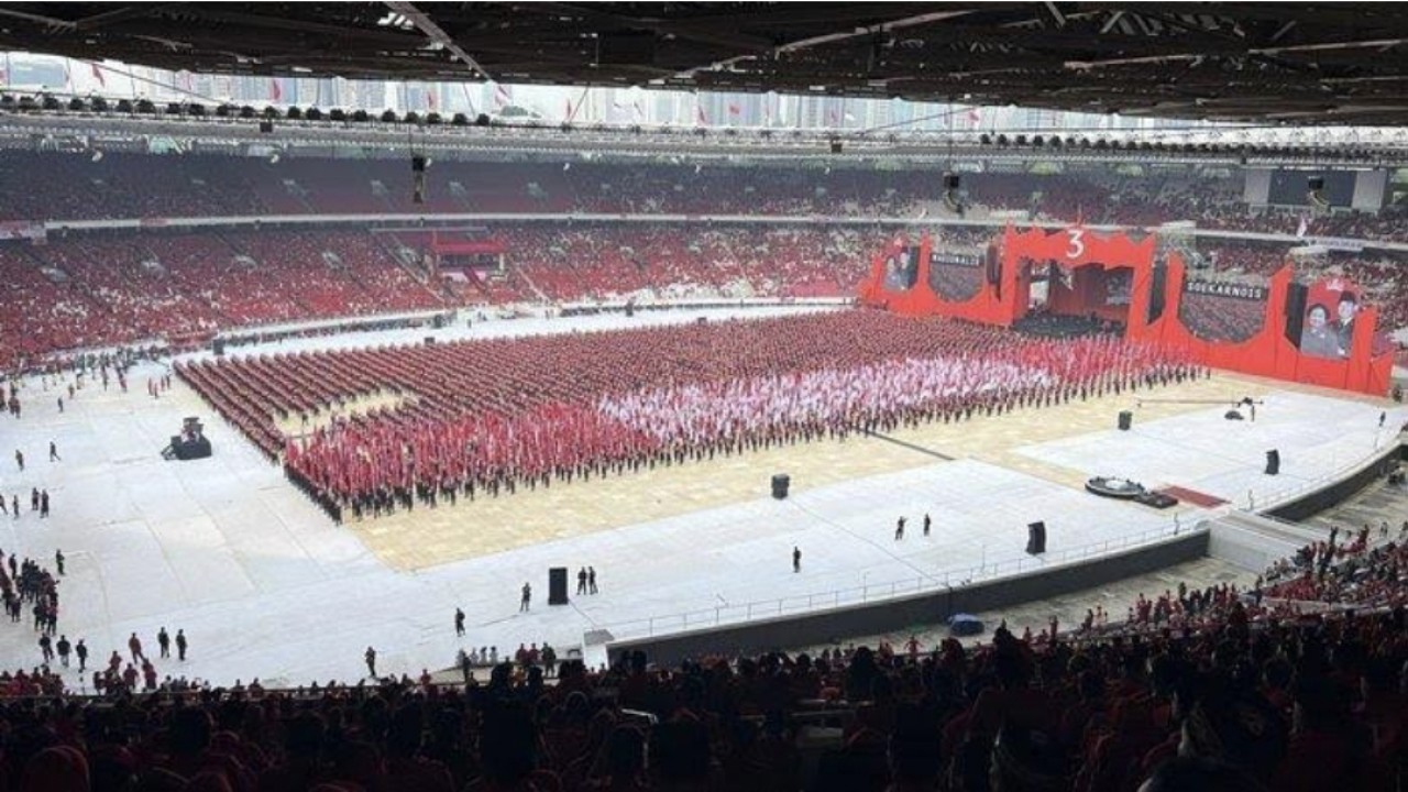 7000 Satgas Cakra Buana PDIP Pertunjukan Kedisiplinan di Puncak Bulan Bung Karno 2023