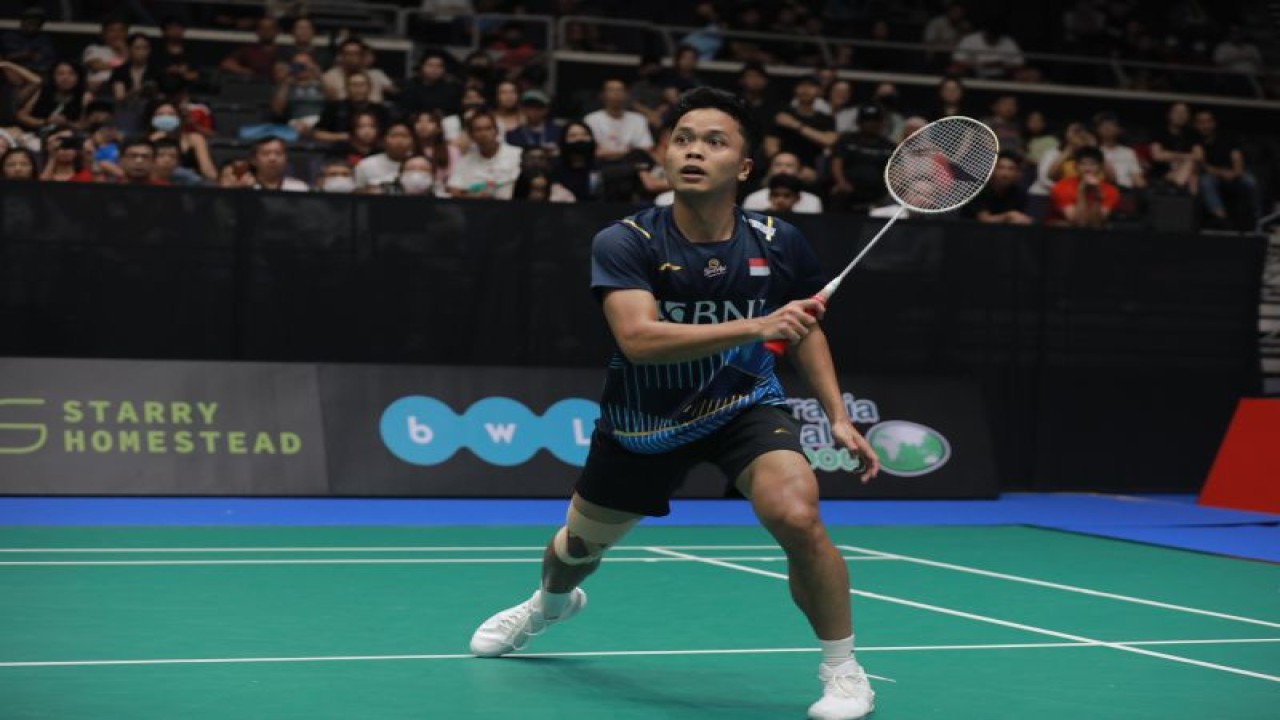 Tunggal putra Anthony Sinisuka Ginting lolos ke babak kedua Singapore Open 2023 setelah mengalahkan Ng Ka Long Angus pada babak pertama, Rabu. (ANTARA/HO-PP PBSI)