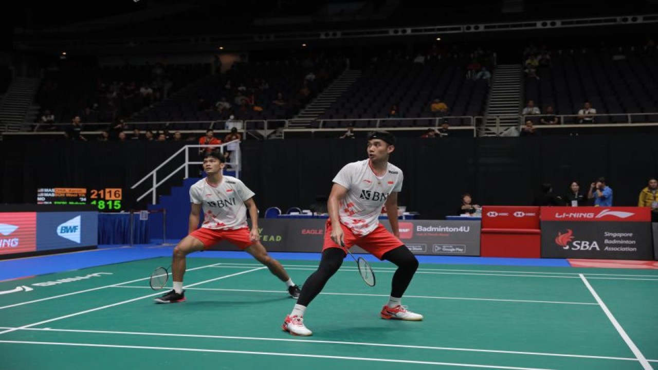 Ganda putra Bagas Maulana/Muhammad Shohibul Fikri tersingkir pada babak kedua Singapore Open 2023 usai ditaklukan unggulan ketiga asal Malaysia Aaron Chia/Soh Wooi Yik 18-21, 17-21. (ANTARA/HO-PP PBSI)
