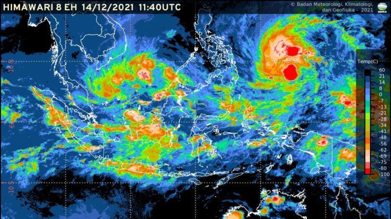 BMKG Stasiun Meteorologi Sam Ratulangi Manado, merilis sebanyak 13 kabupaten dan kota di wilayah Sulawesi Utara waspada berdasarkan prakiraan berbasis dampak hujan lebat hingga 21 Juni 2023. (FOTO ANTARA/HO-BMKG)