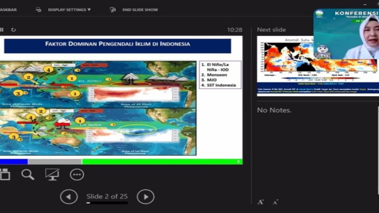 Tangkapan layar materi Kepala BMKG Dwikorita Karnawati dalam konferensi pers perkembangan El Nino di Jakarta, Selasa (6/6/2023). (ANTARA/ Zubi Mahrofi)