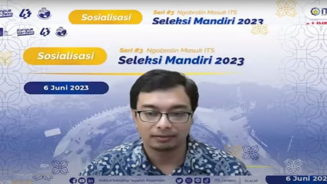 Kepala Subdirektorat Admisi ITS Unggul Wasiwitono saat sosialisasi jalur seleksi Mandiri via daring, Selasa (6/6/2023). (ANTARA/HO-Humas ITS)
