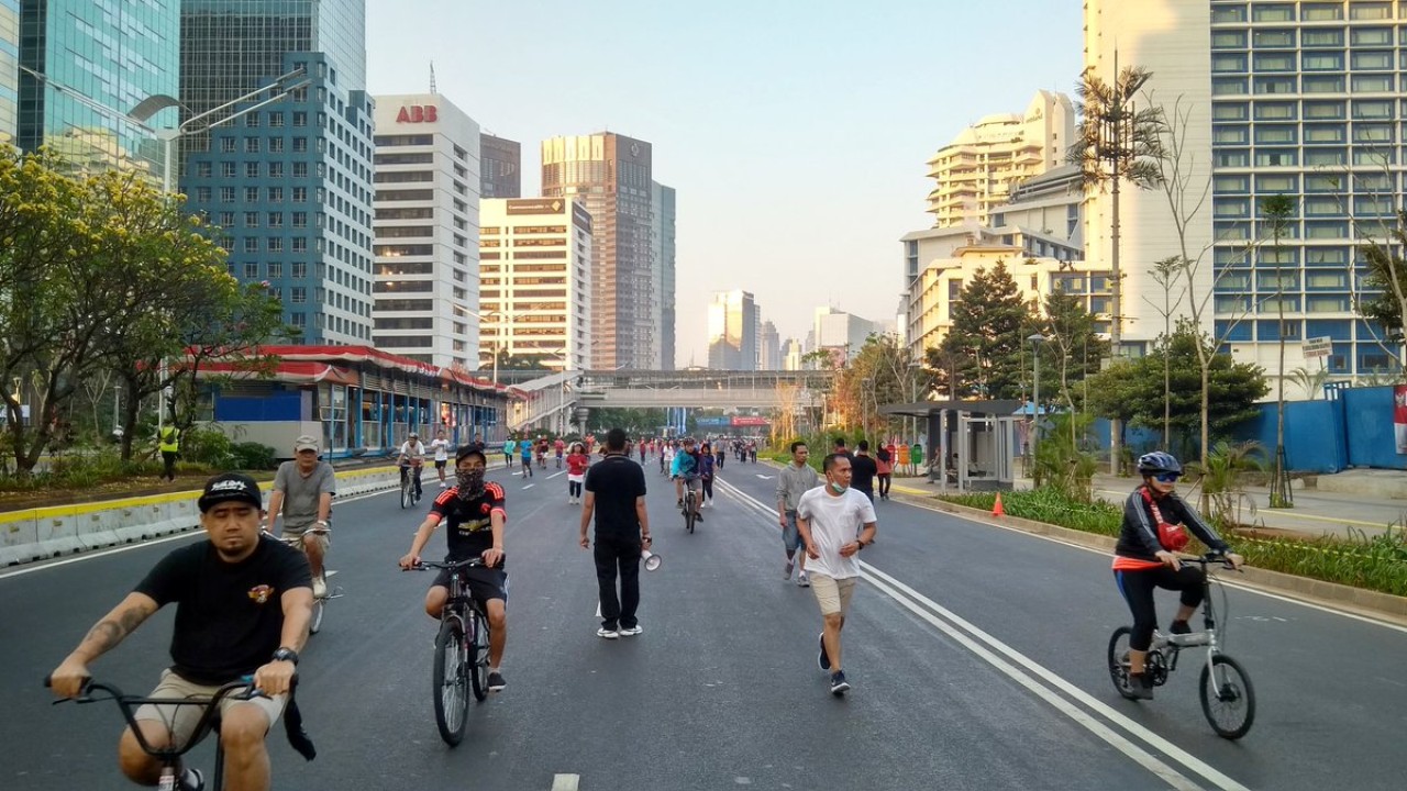 Masyarakat beraktivitas di kawasan car free day/CFD di DKI Jakarta/ist