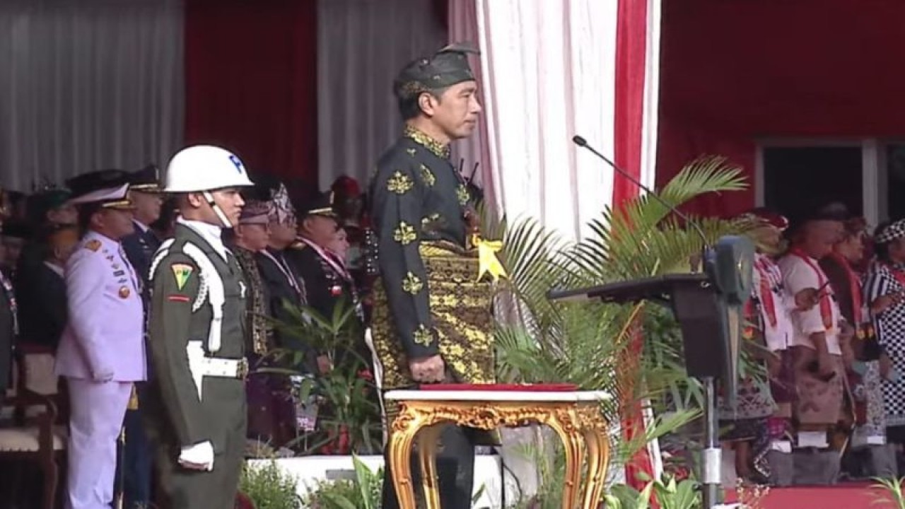 Tangkapan layar - Presiden RI Joko Widodo memimpin Upacara Peringatan Hari Lahir Pancasila di Lapangan Monumen Nasional, Jakarta, Kamis (1/6/2023). ANTARA/Mentari Dwi Gayati