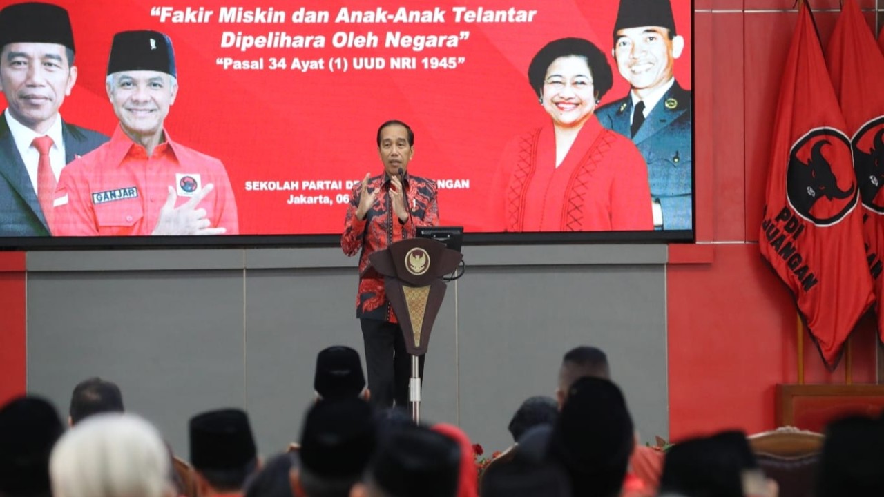Presiden Jokowi di acara Rakernas III PDI Perjuangan.