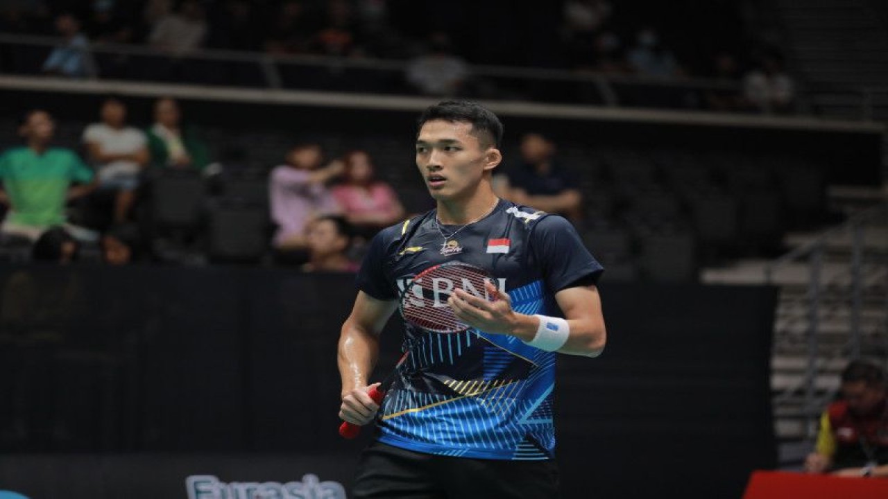 Pebulu tangkis tunggal putra Jonatan Christie terhenti di babak pertama Singapore Open 2023 setelah dikalahkan Shi Yu Qi (China), Selasa. (ANTARA/HO-PP PBSI)