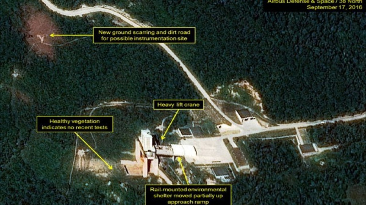 Stasiun Peluncuran Satelit Sohae, Korea Utara, dalam foto satelit diambil pada Sabtu (17/9/2016) disiarkan oleh 38 Utara. (38 North)