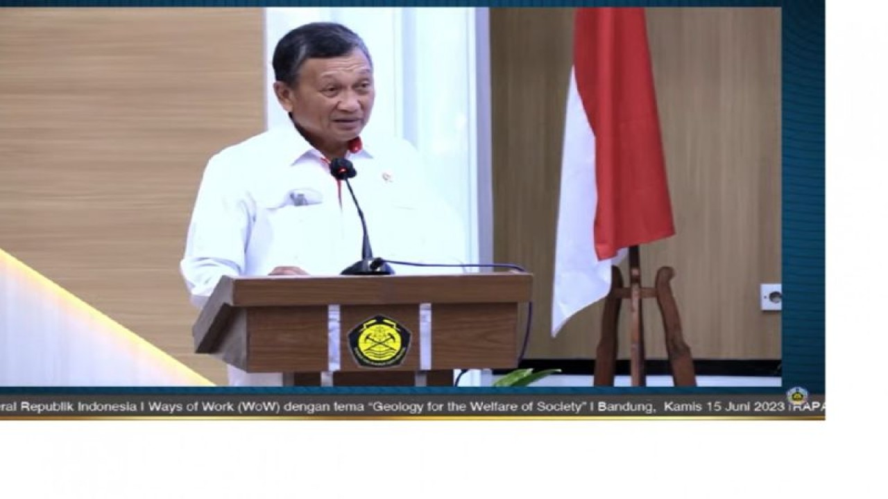 Menteri ESDM Arifin Tasrif saat membuka Rapat Kerja Badan Geologi Kementerian ESDM di Bandung, Jawa Barat, Kamis (15/6/2023). ANTARA/HO-Humas Kementerian ESDM