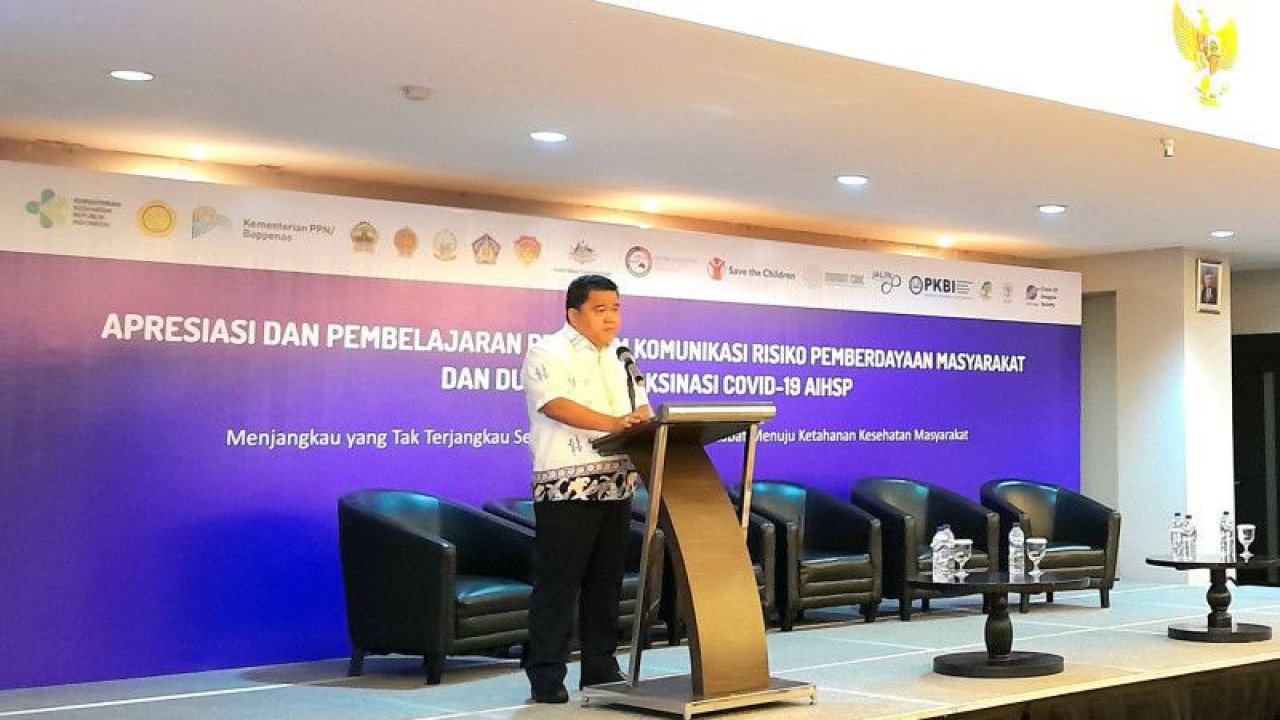 Dirjen P2P Kementerian Kesehatan RI Dr. dr. Maxi Rein Rondonuwu menyampaikan sambutan tentang pentingnya komunikasi risiko untuk cegah penyakit menular di Hotel Grand Kemang, Jakarta Selatan, Senin (26/6/2023) (ANTARA/Lintang Budiyanti Prameswari)