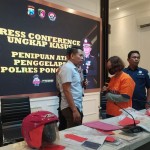 Polisi saat melakukan gelar perkara penipuan berkedok jasa layanan terapi melalui aplikasi michat di Mapolres Ponorogo (ANTARA/HO - SDP)-1687762348