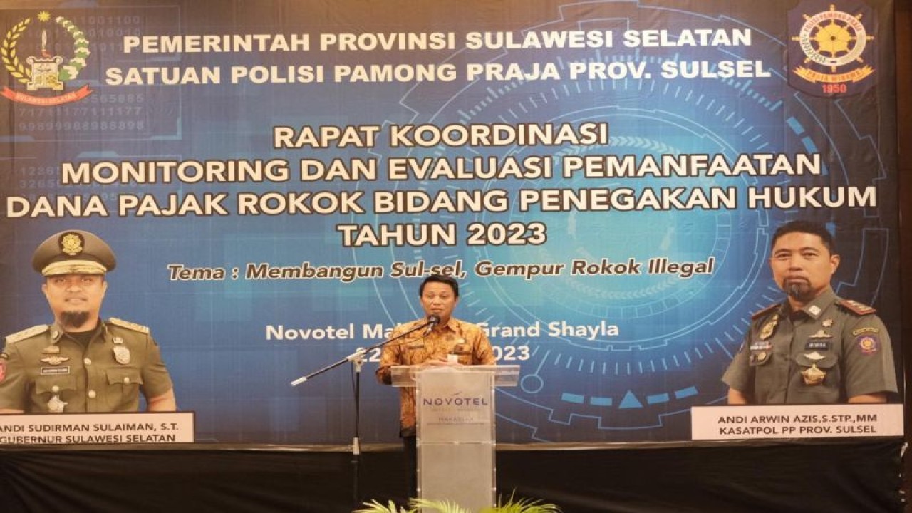 Sekda Sulsel pada Rapat Koordinasi, Monitoring dan Evaluasi Pemanfaatan Dana Pajak Rokok Bidang Penegakan Hukum di Makassar, 22-23 Juni 2023.ANTARA/HO-Humas Pemprov Sulsel